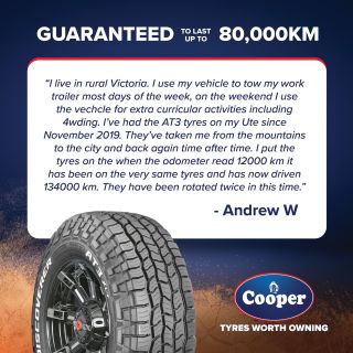 Shoutout to Andrew who got over 134,000km on their Cooper AT3 XLT's. That's value for money, and the type of reliability that Cooper endeavours to offer to its customers.

#coopertires #AT3XLT #4wd #australia #4x4 #coopertiresusa @coopertire